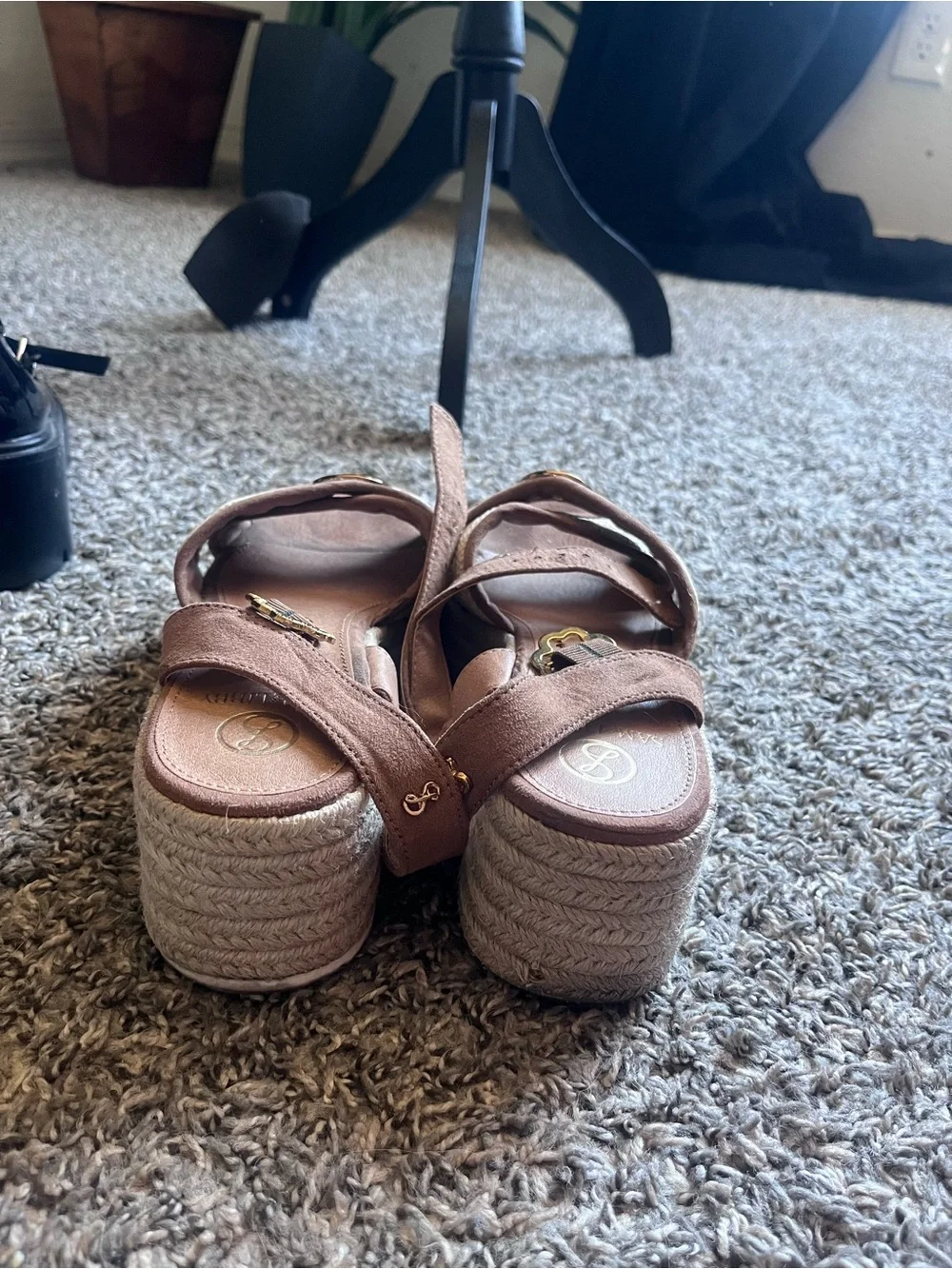 Braided Espadrille Platform Slingbacks in Tan